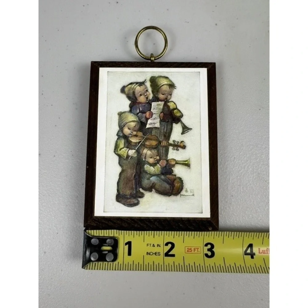 Vintage Hummel Art Products Wood Plaque Children Musicians Wall Hanging 3x4